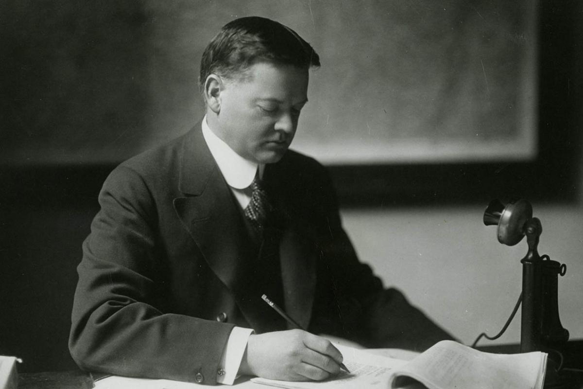 Secretary of Commerce Herbert Hoover, this photograph was used during his presidential campaign of 1928.