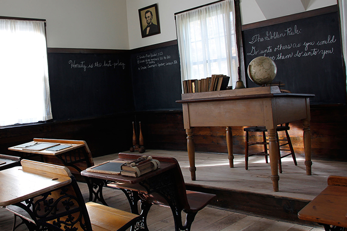 Interior of the School House on the grounds of the Hoover National Historic Sit.