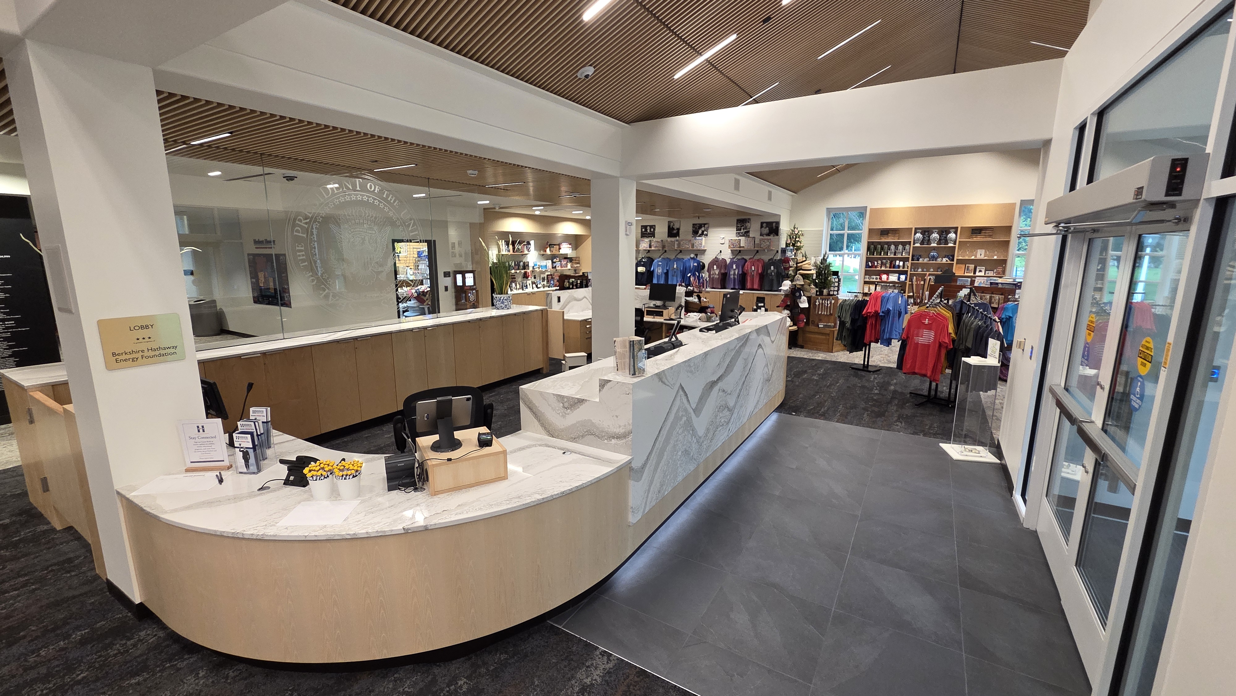 The lobby and gift shop at the Herbert Hoover Presidential Library and Museum