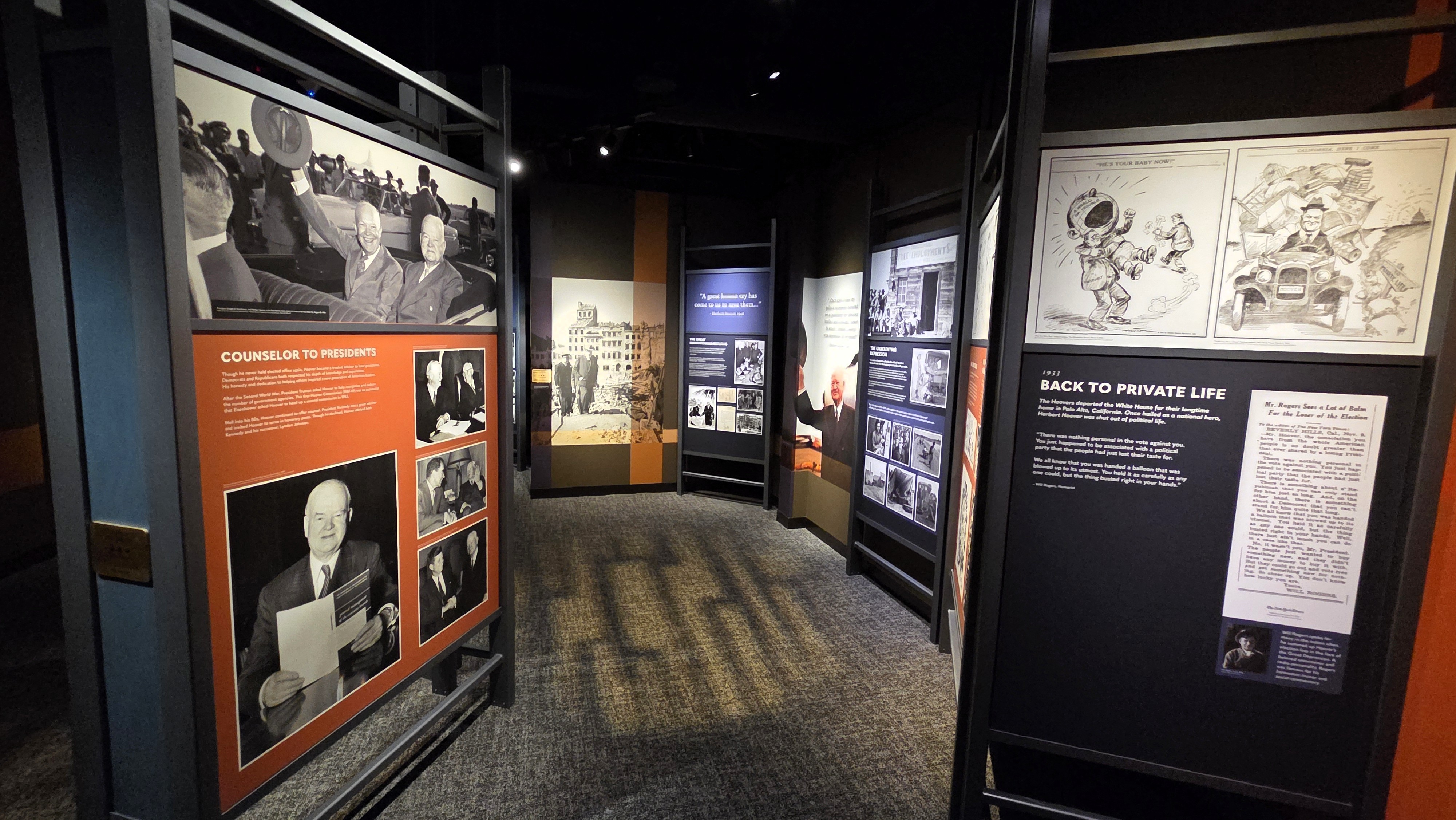 The "Post-Presidency" gallery in the Herbert Hoover Presidential Library and Museum.