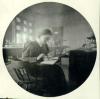 Lou Henry in lab at Stanford College, 1895.