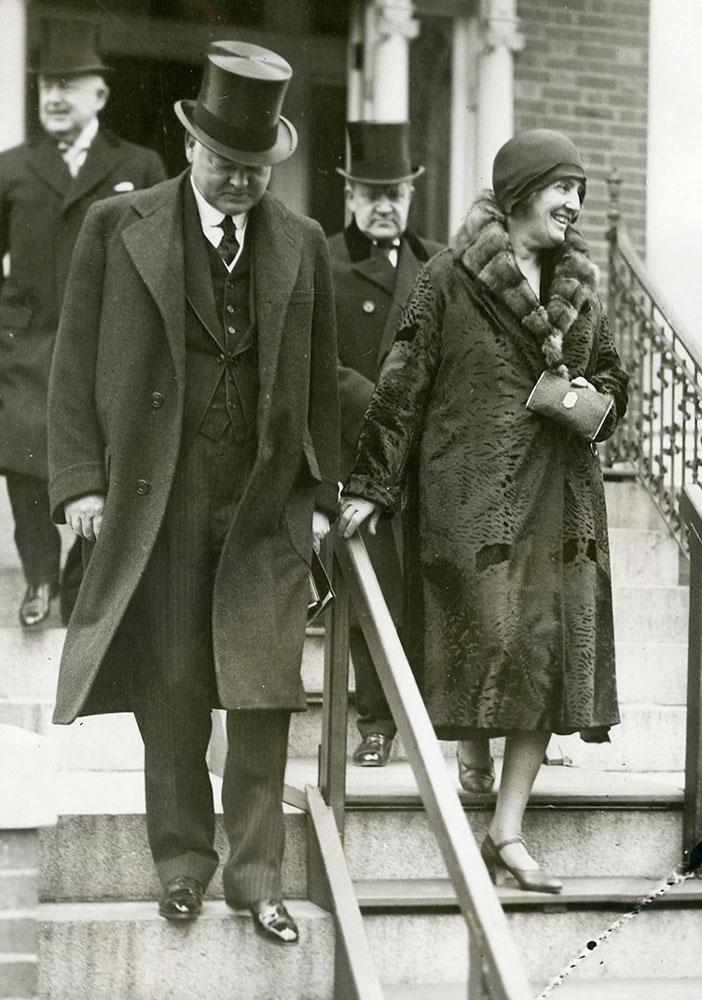 Herbert and Lou Hoover on their way to the Inauguration ceremony, 03/04/1929.