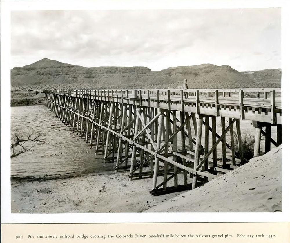 Pile and trestle road crossing the Colorado River. 02/10/1932