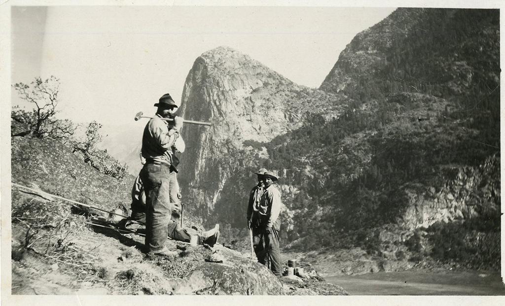 Unknown men in Hetch Hetchy, ca. 1916-1918. RWL was writing a story about the valley. RWL-#036