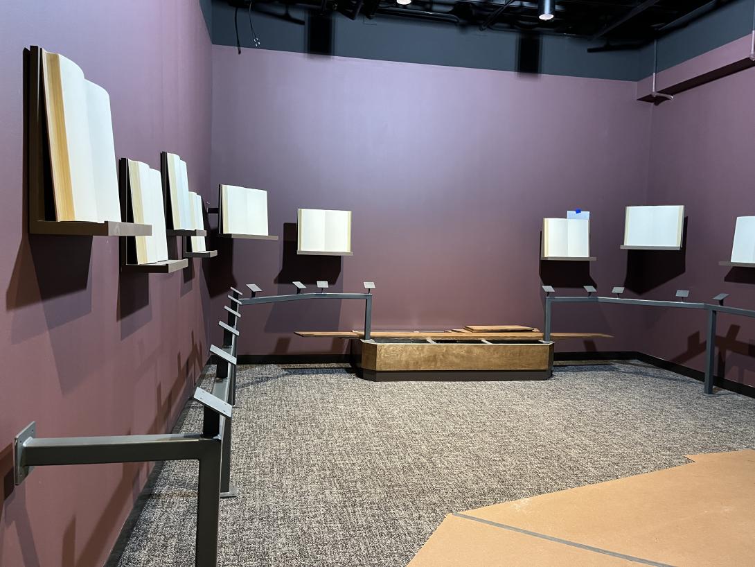 Set-up for the new gallery, "On Growing Up," April 6, 2026