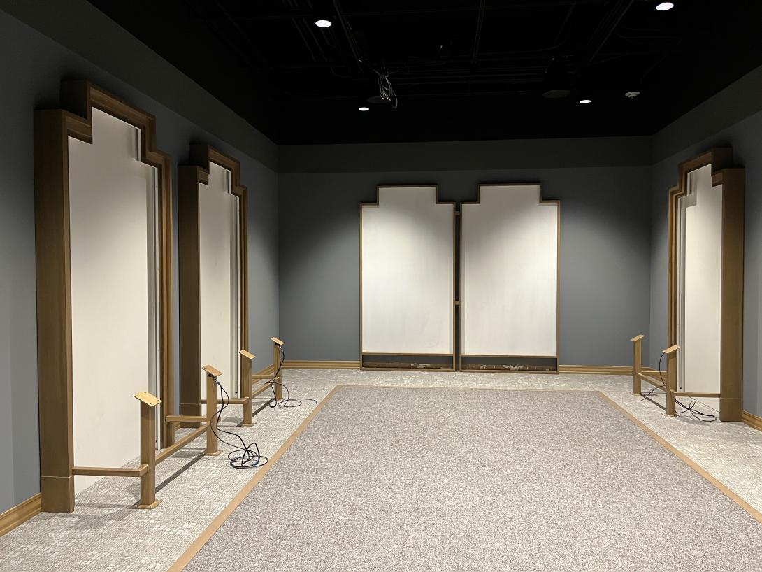 Set-up for the new gallery, "Secretary of Commerce," April 6, 2026