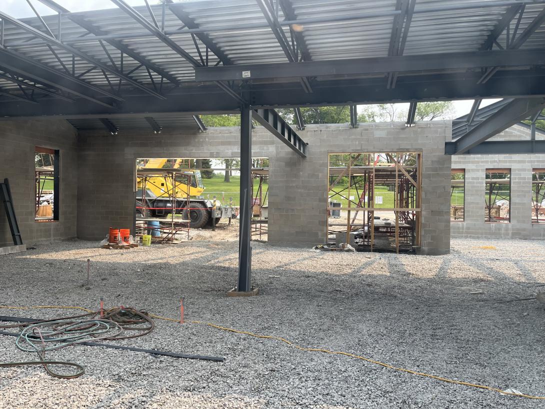 View of partially installed roof decking, May 30, 2025