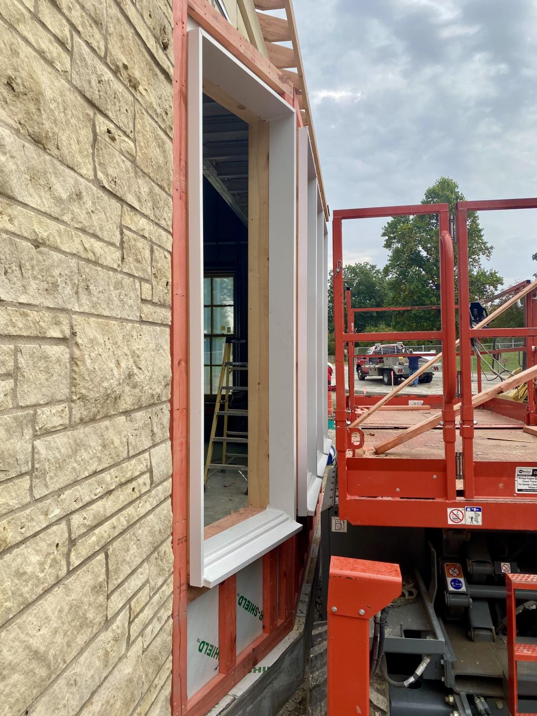 Close-up photo of framing for bay window, October 8, 2025