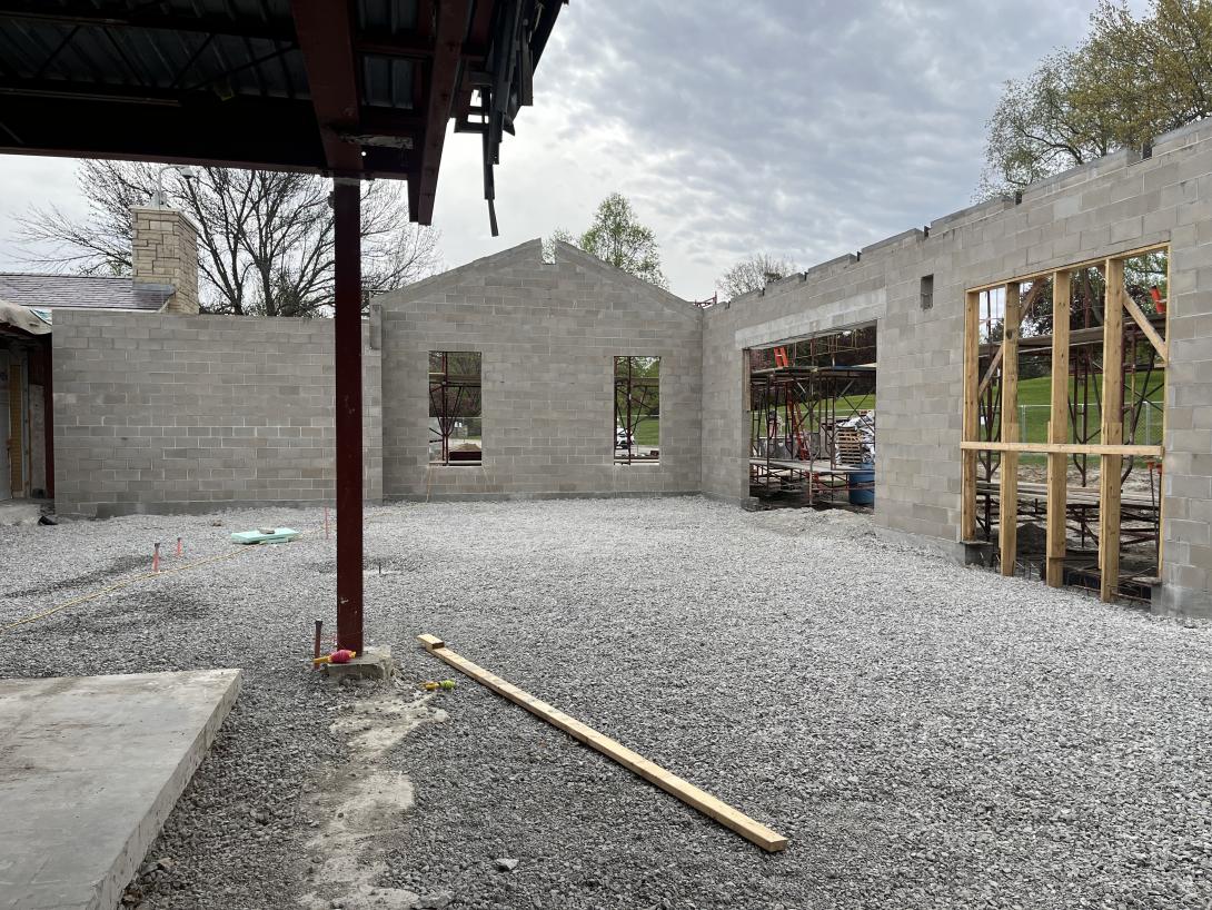 Construction of east and south exterior wall