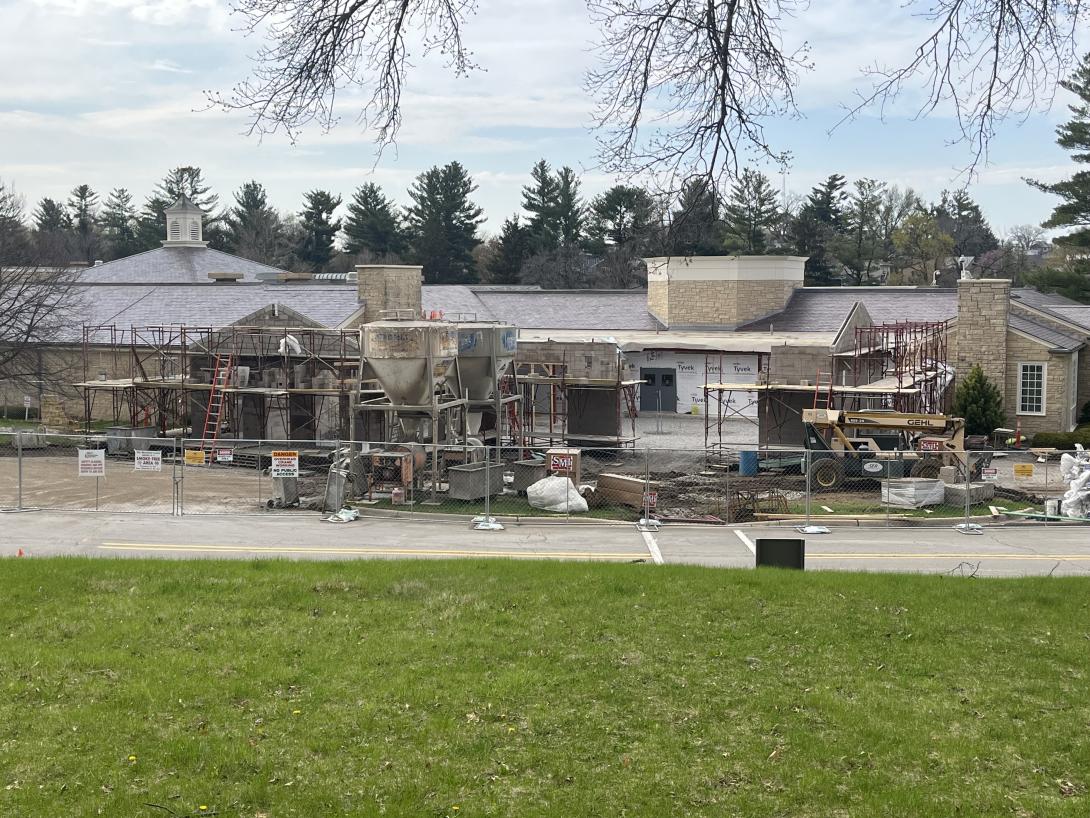 Wide view of museum construction