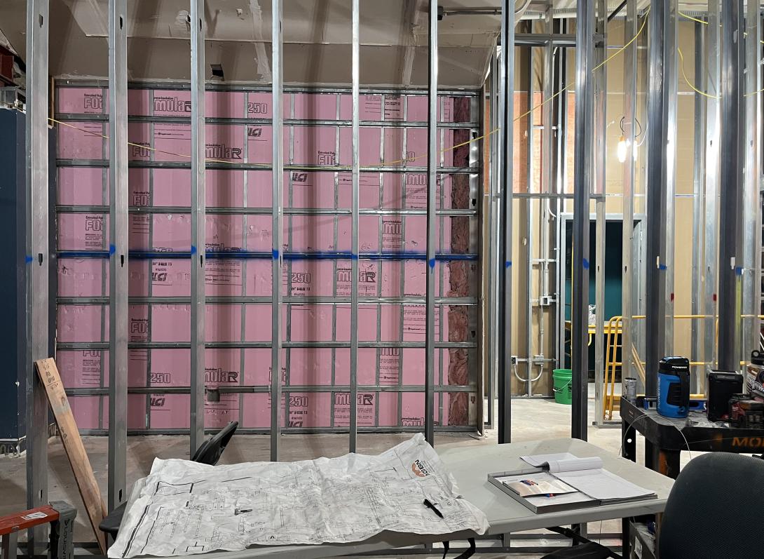 Wall framing for new museum galleries, August 20, 2025