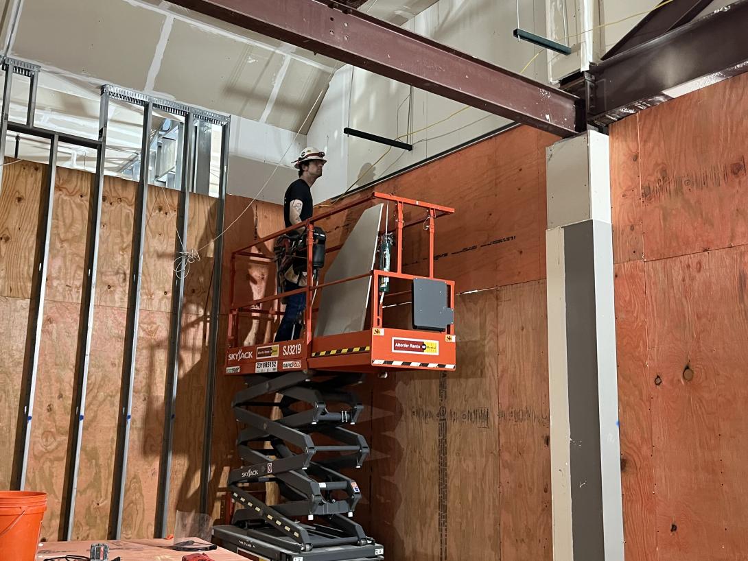 Worker in construction area, August 20, 2025