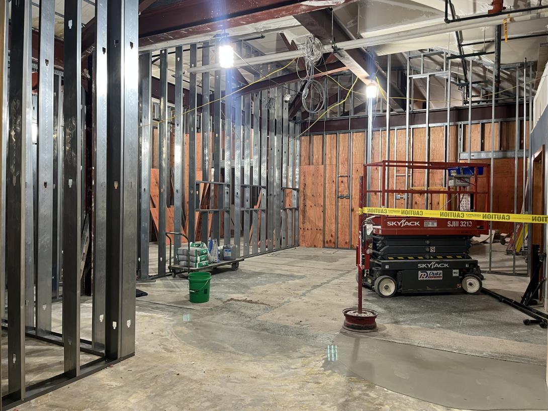Wall framing for new museum galleries, August 20, 2025