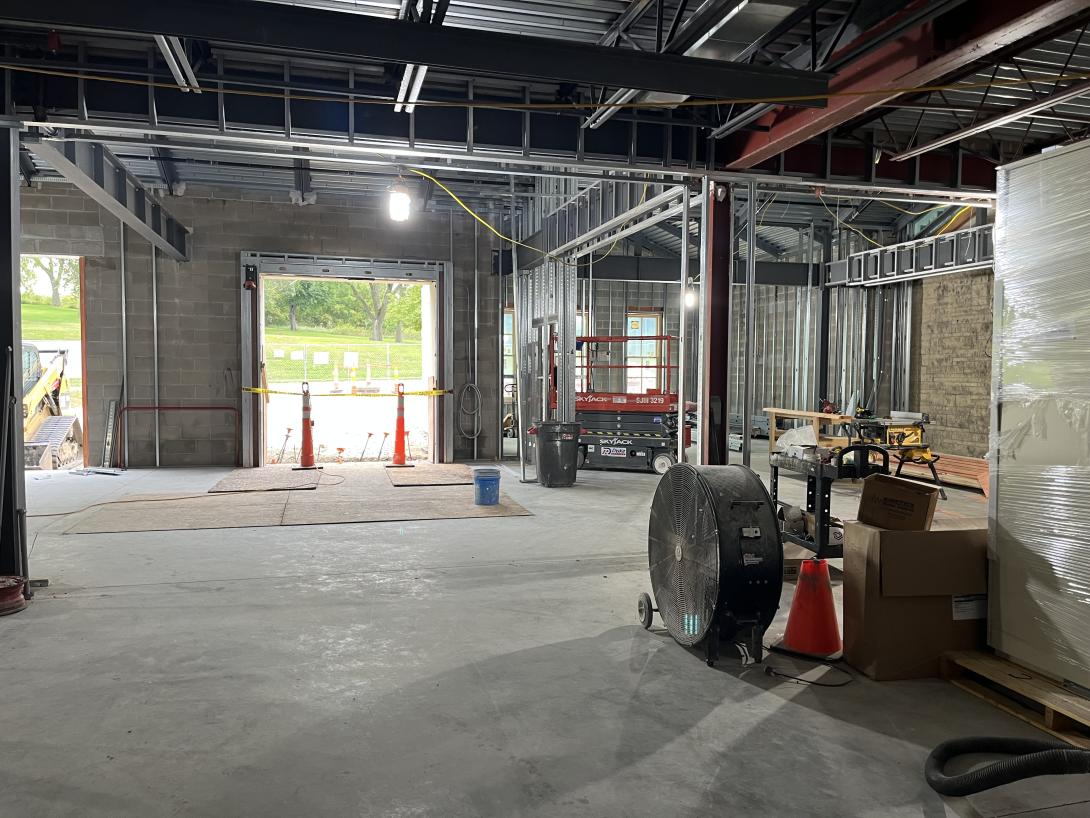 Interior view of expanded lobby area including new main entrance, September 3, 2025