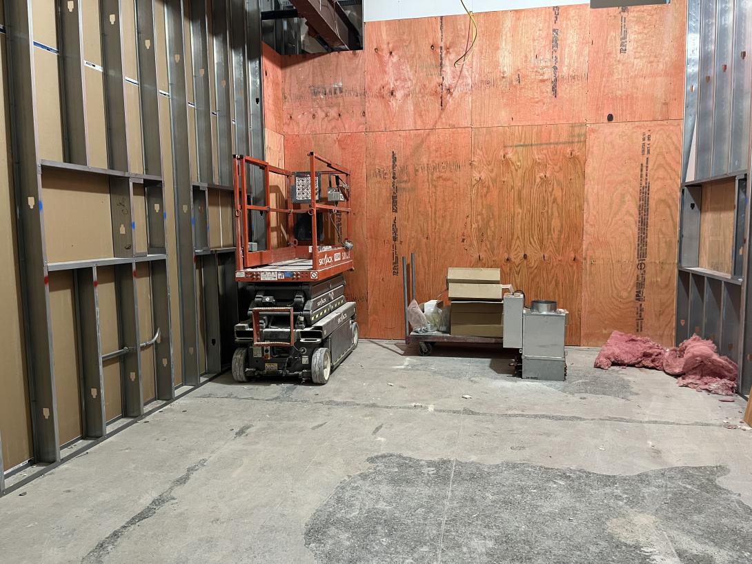 Wall construction in new exhibit galleries, September 3, 2025