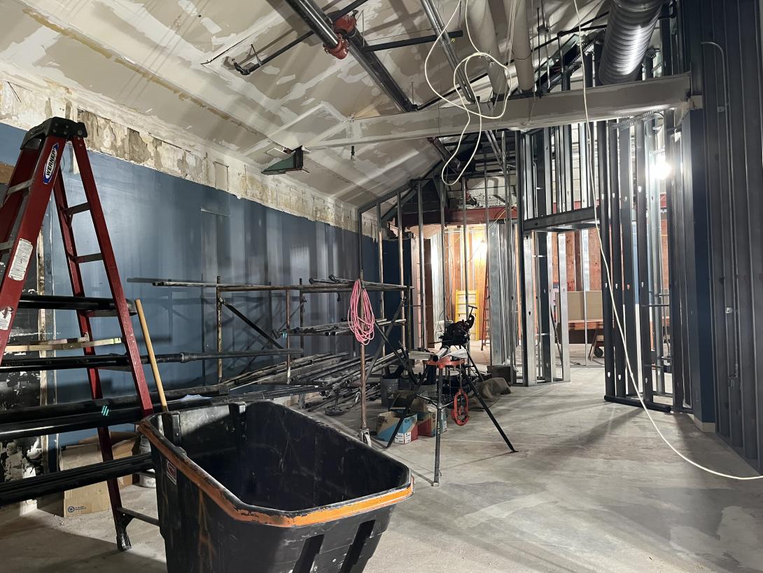Construction of wall framing in new exhibit galleries