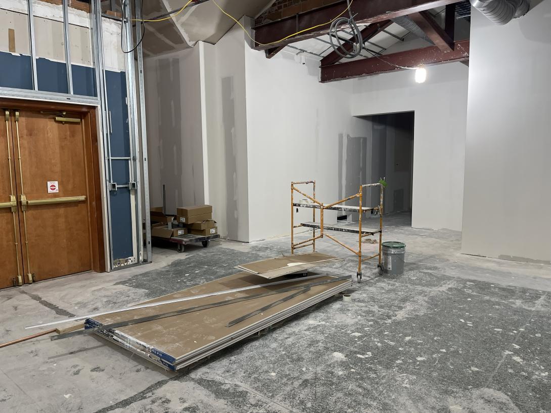 Wall construction in Museum gallery, November 26, 2025