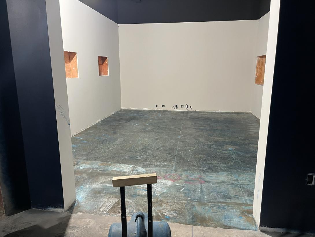 Gallery area being prepared for carpet installation, January 7, 2026