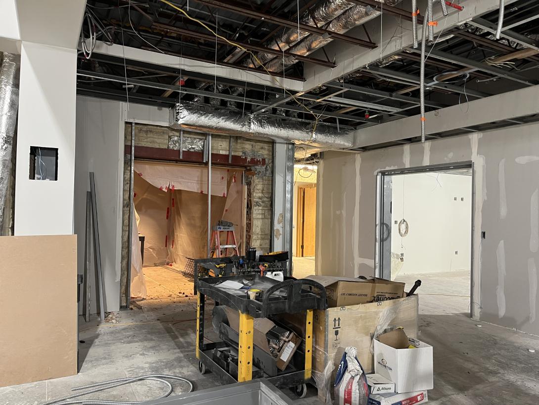 Construction on doorway to Auditorium, January 14, 2026