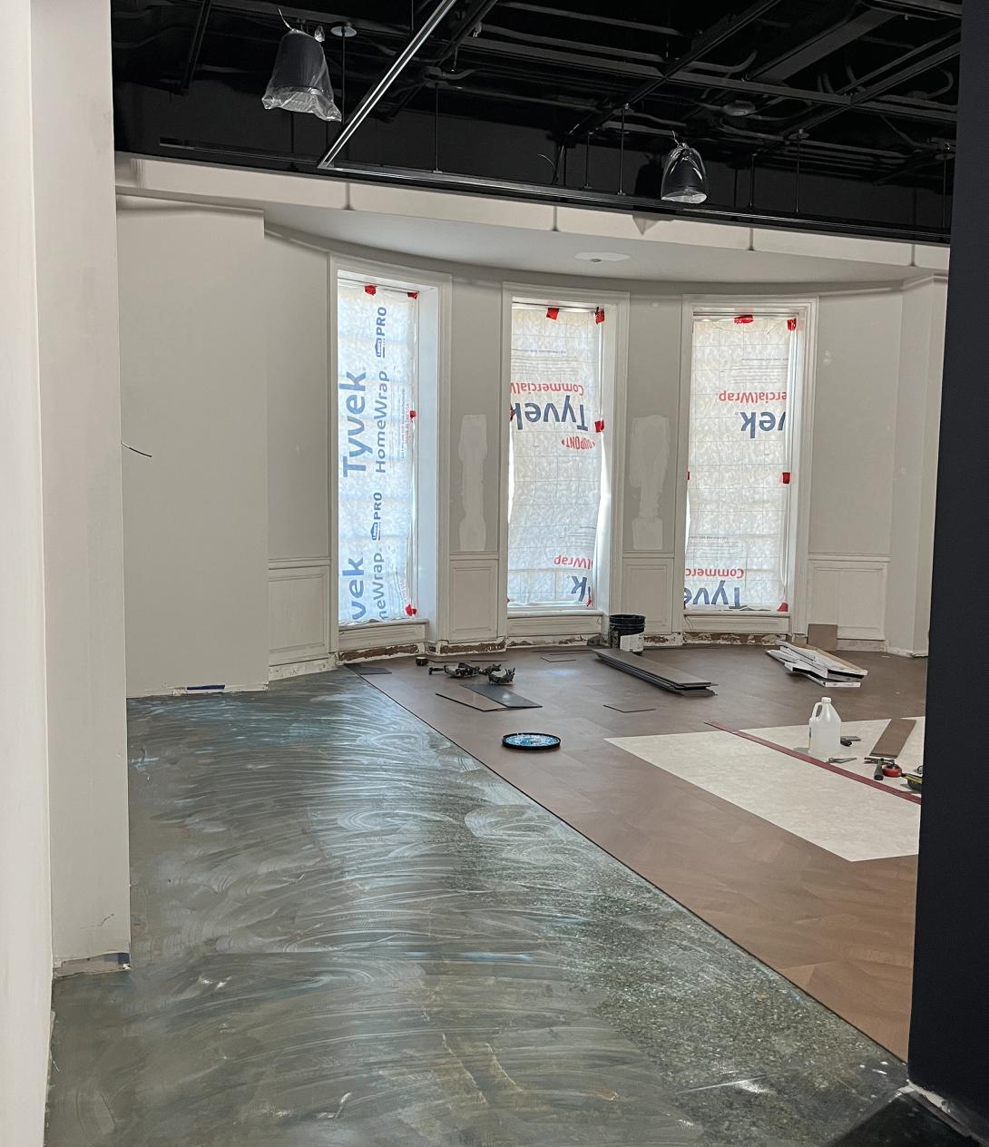 New flooring being installed in the "From West Branch to the White House" gallery, February 4, 2026