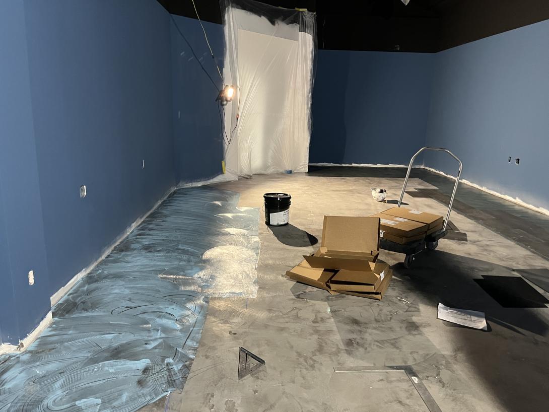 Preparing to install new floor coverings in Museum gallery, February 11, 2026