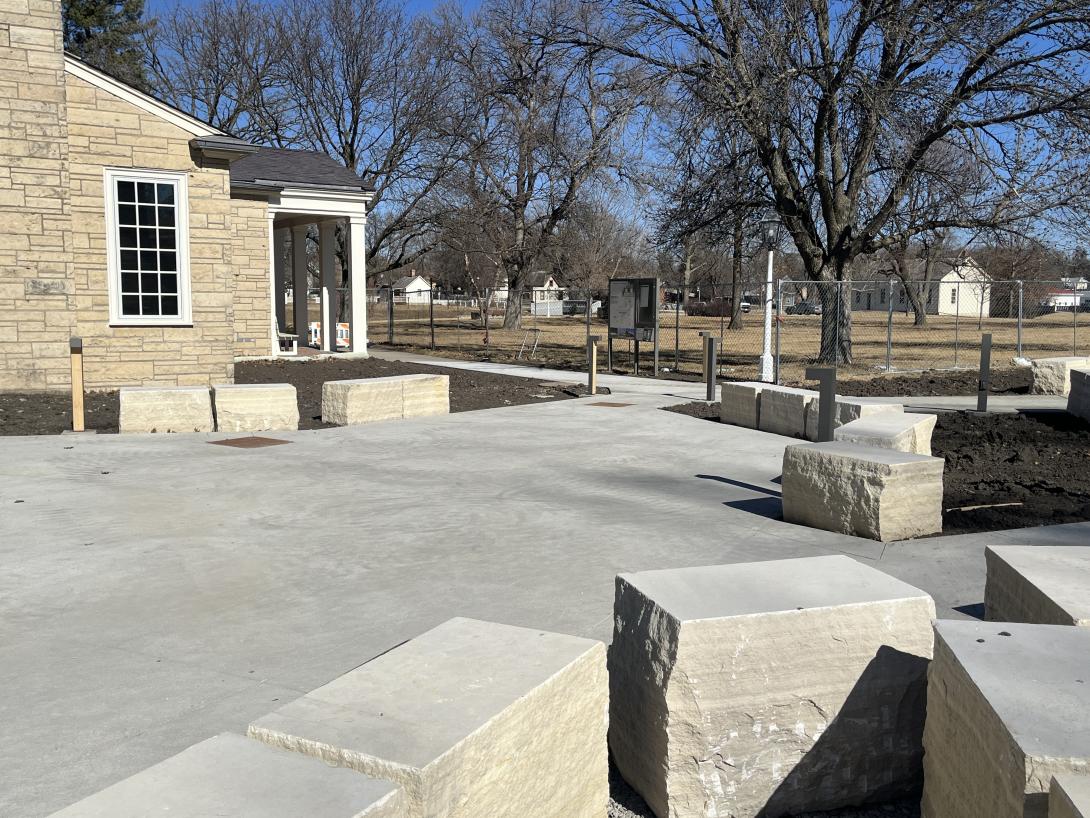 Limestone block and walkways around the Museum, February 18, 2026