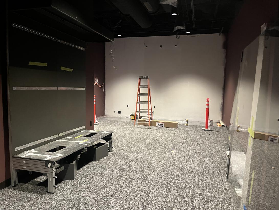 Exhibit cases being installed in Museum gallery, March 11, 2026