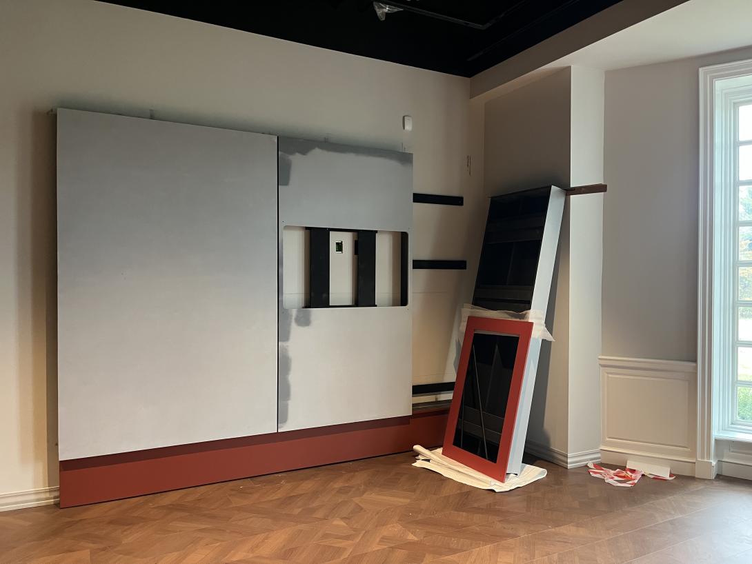 Exhibit display casework in the "From West Branch to the White House" gallery, April 1, 2026