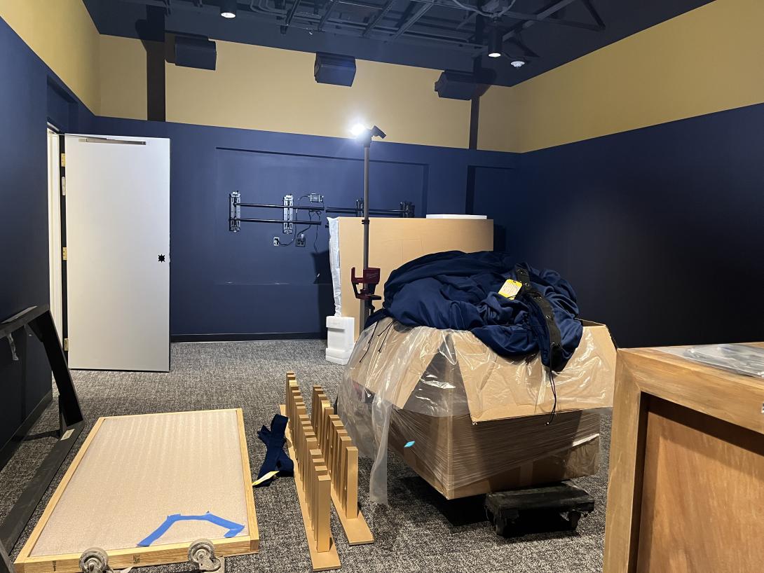 Set-up for the new mini theater, "American Individualism," April 8, 2026