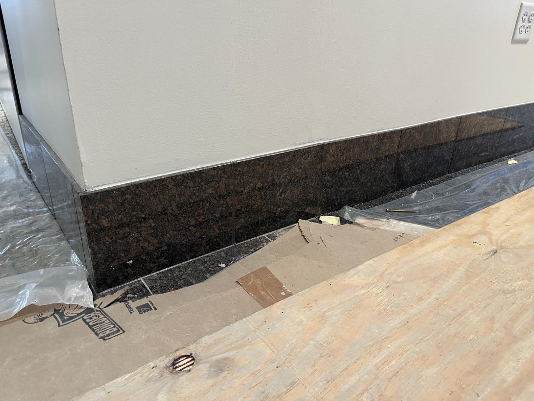 Original granite trim restored in rotunda for the new "Story Hub," April 8, 2026