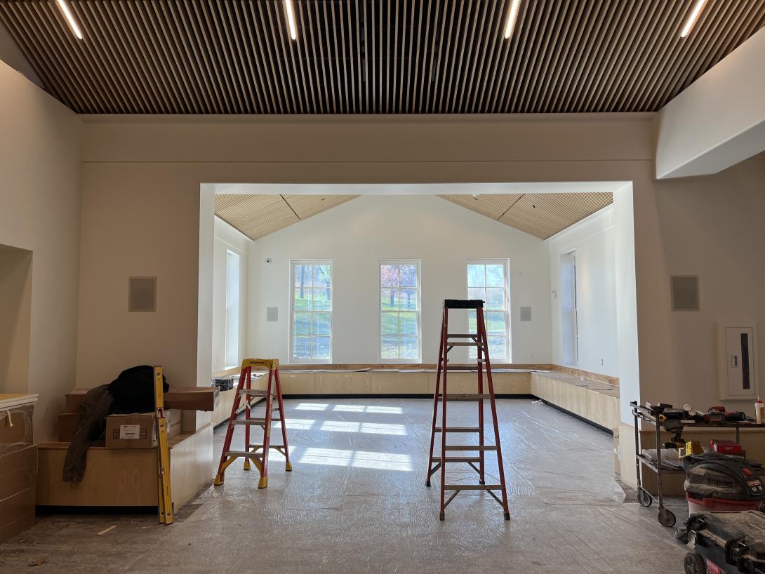 View of nearly completed expanded lobby area, April 22, 2026