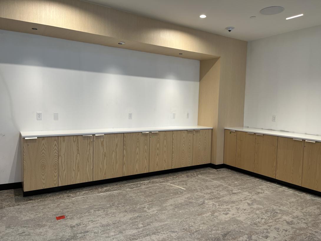 Storage cabinets in the new gift shop, April 22, 2026