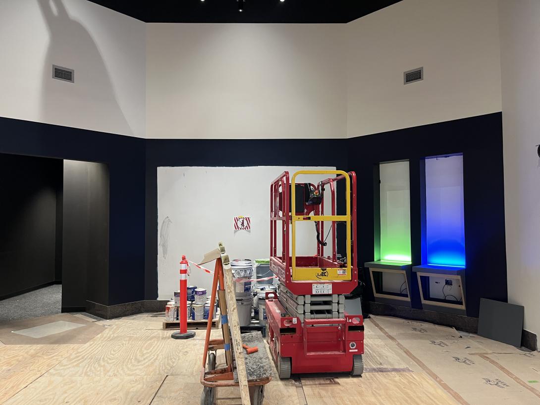 Ongoing construction in the new Story Hub, April 22, 2026