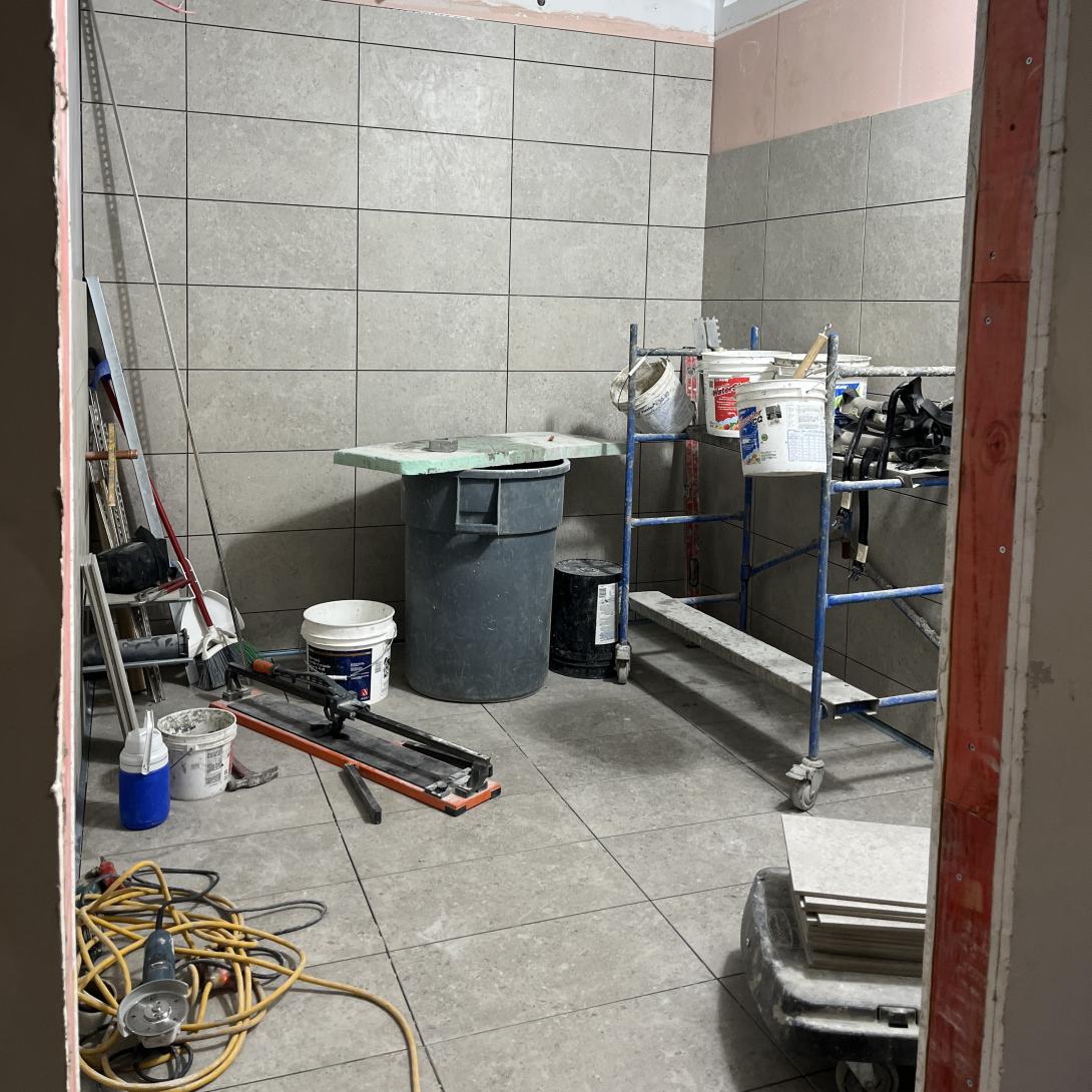 Construction work on ADA bathroom, May 13, 2026