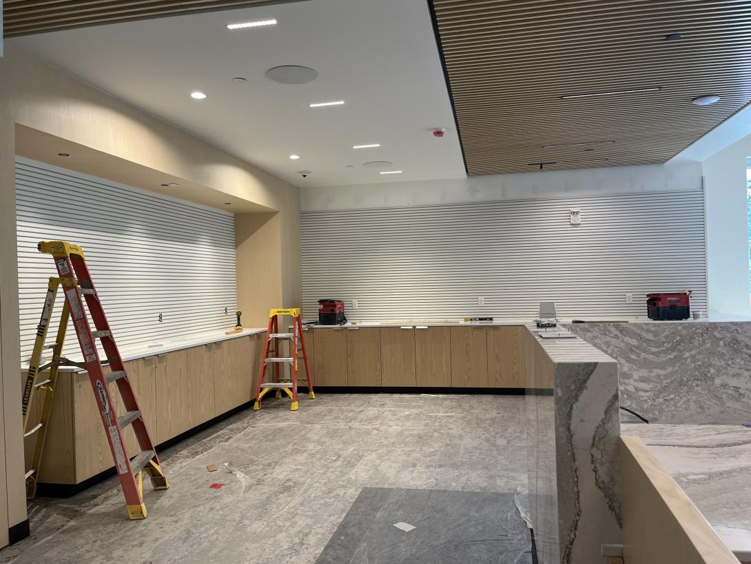 Freshly painted walls in the new gift shop, May 13, 2026
