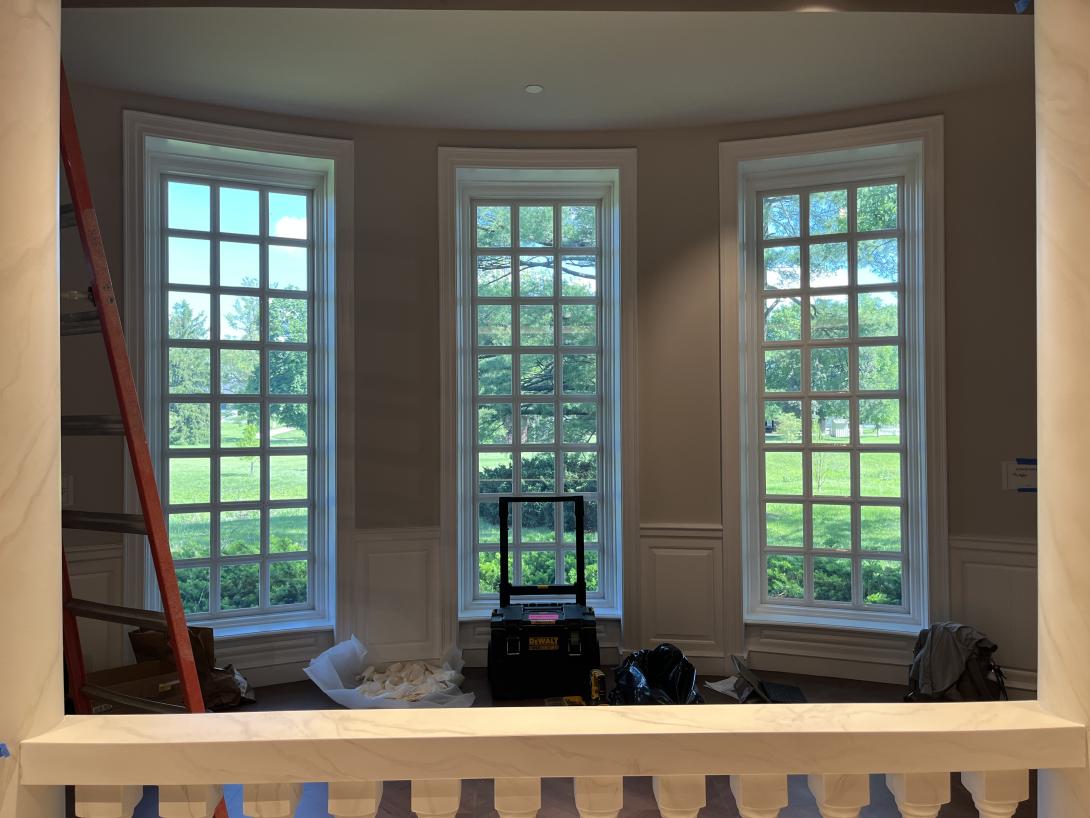 Looking out of the original windows from the center of the new "From West Branch to the White House" gallery, May 20, 2026