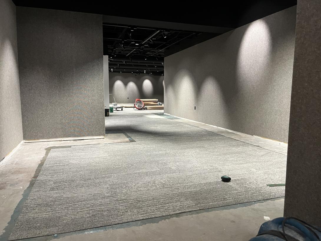 New carpeting in the William B. Quarton Gallery Special Exhibit Gallery, June 3, 2026