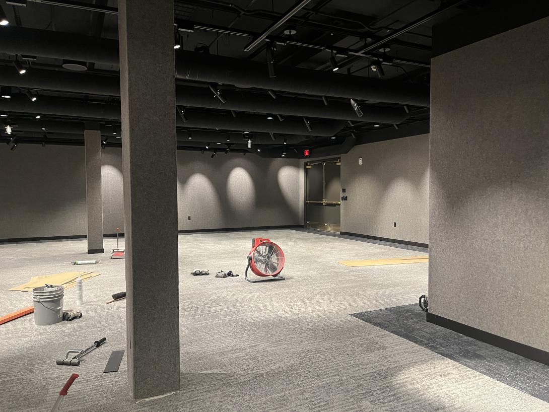 New carpeting in the back of the William B. Quarton Gallery Special Exhibit Gallery, June 3, 2026