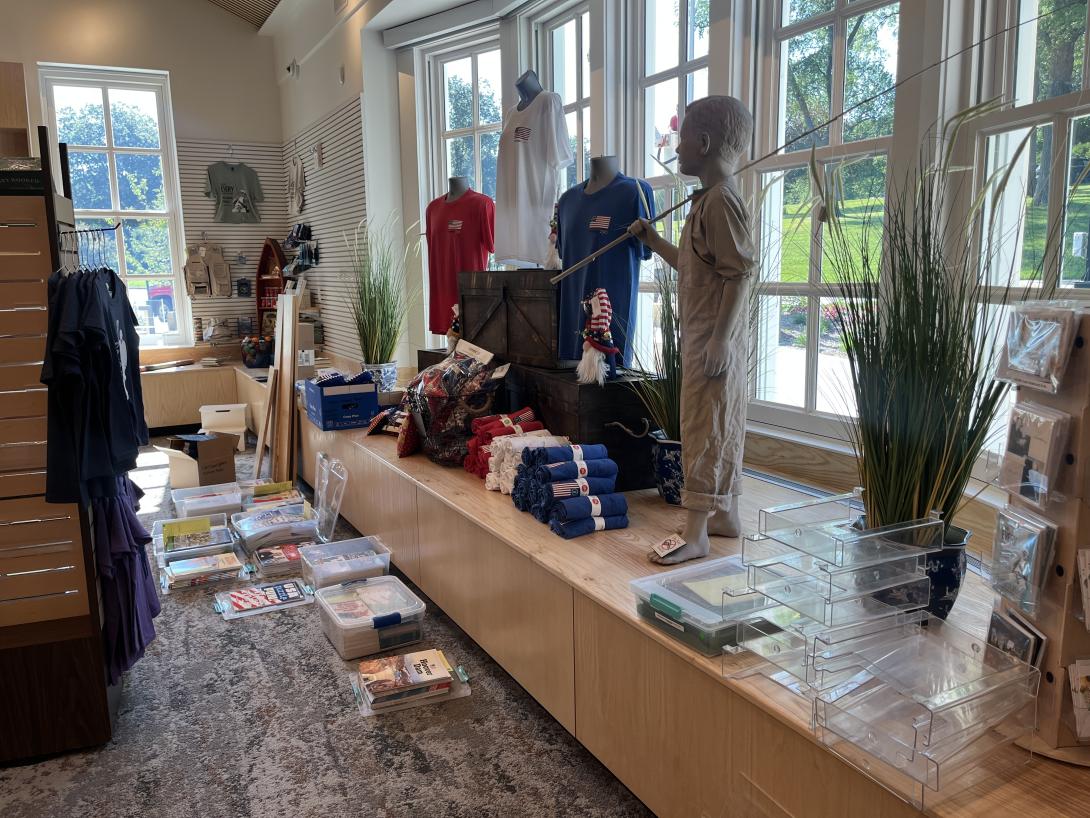 Gift shop being stocked for re-opening, July 15, 2026