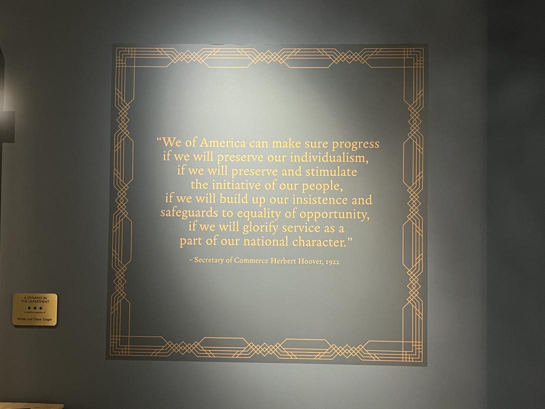 Herbert Hoover quote in the new "Secretary of Commerce" gallery, July 15, 2026