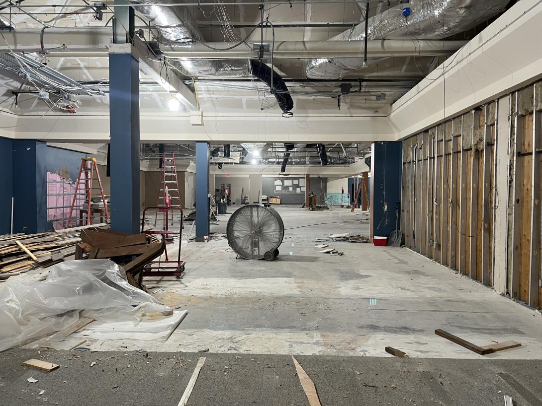 View of Hoover Museum gallery after walls and carpeting removed