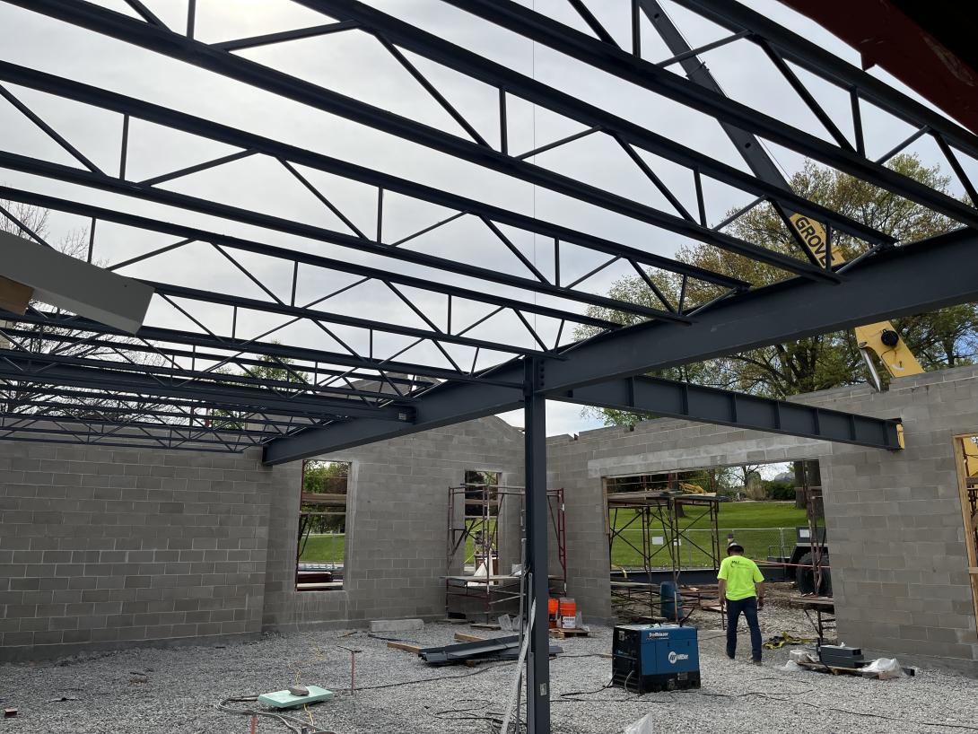 Roofing joists and new east and south walls