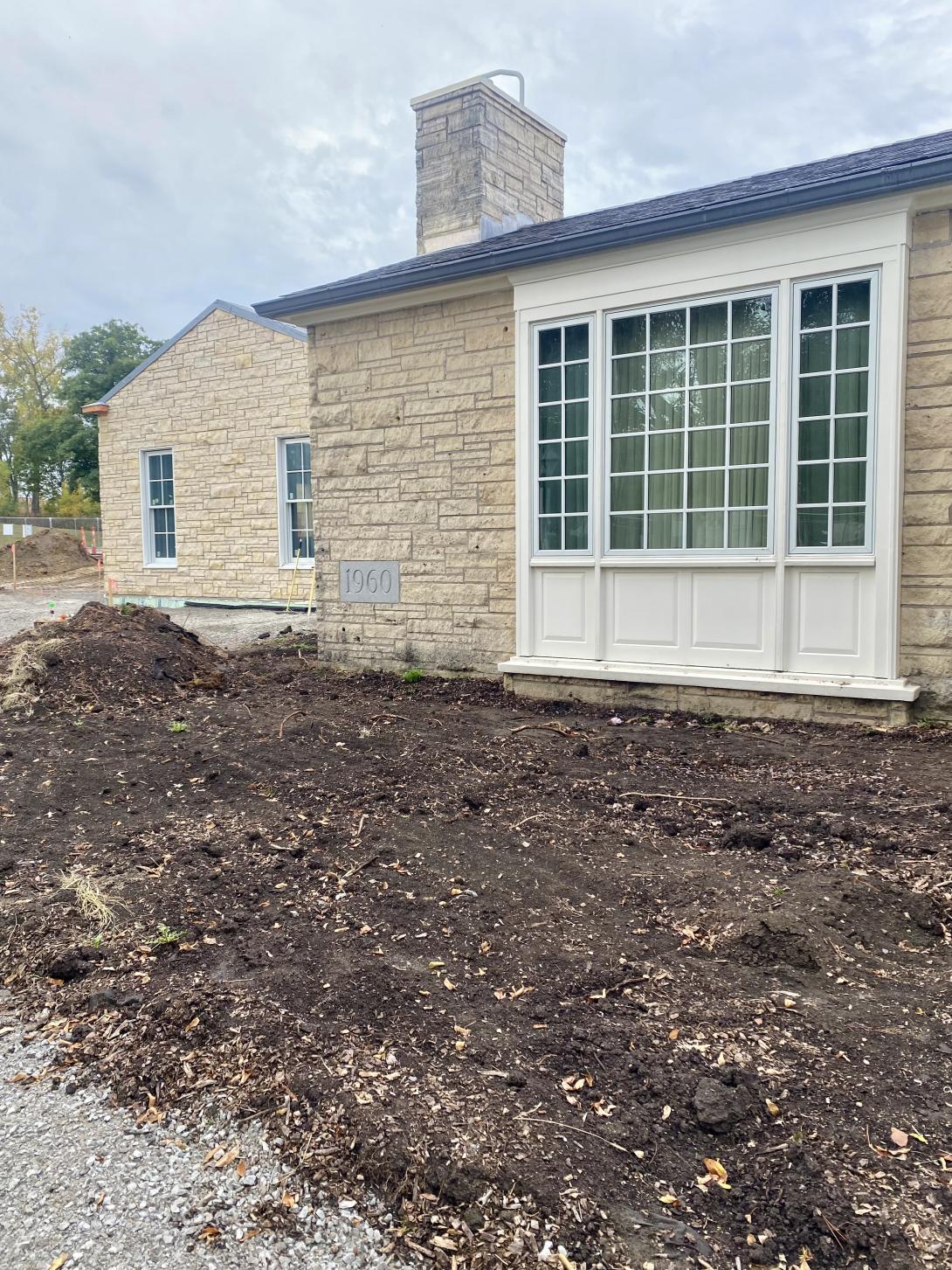 Graded land in the front of the Museum for new landscaping and plaza, October 8, 2025