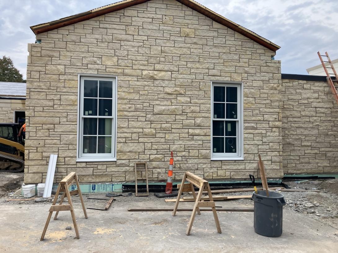 New windows installed on east side of Museum expansion, August 6, 2025