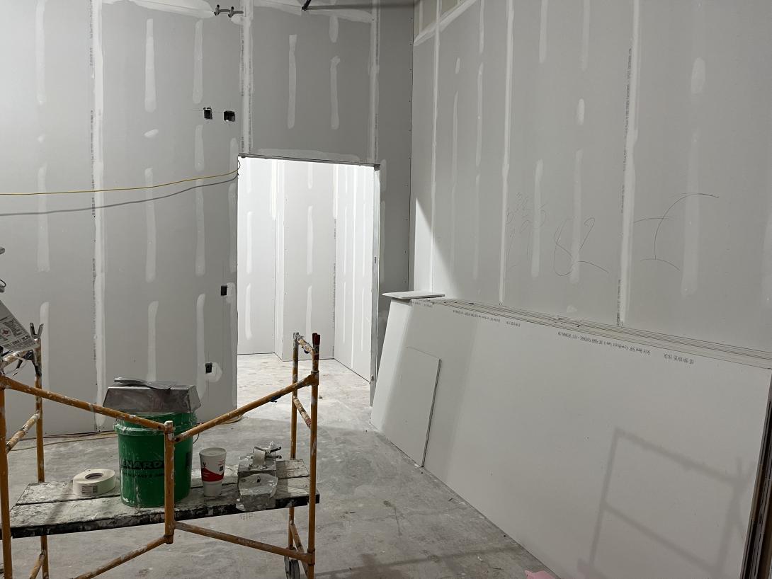 Completed walls for new museum galleries, October 1, 2025