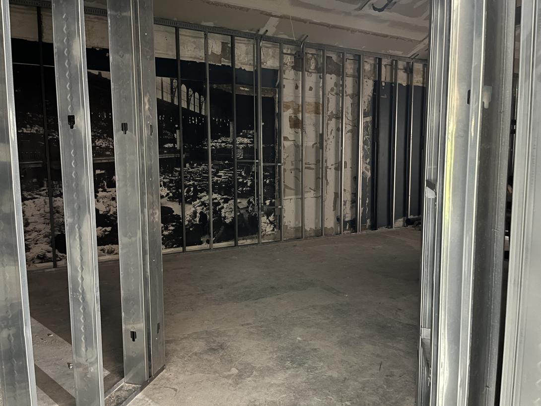 Framing for new walls in Museum galleries, October 1, 2025