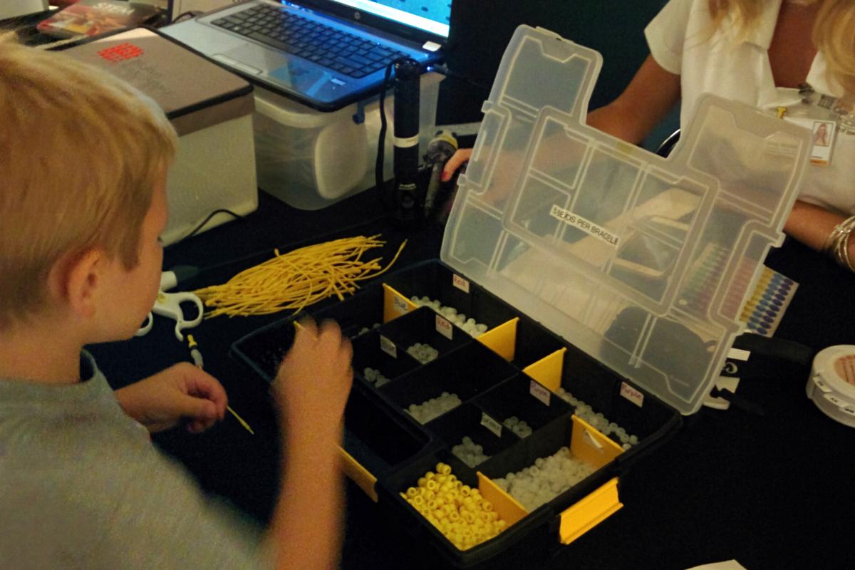 A student participating in a STEM activity.